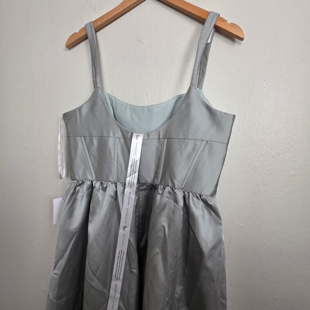 NWT Dessy Collection Scoop Neck Corset Satin Maxi Dress Pockets Sage 14R - Picture 11 of 14